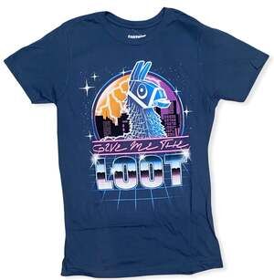Fortnite Epic Games Men's T-Shirt Llama Give Me The Loot Tee in Blue